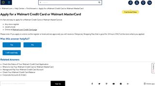 Walmart.com Help: Apply for a Walmart Credit Card or Walmart ...