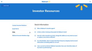 Walmart Investor Relations - Investors - Investor Resources - FAQs