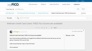Walmart Credit Card Users: FREE Fico Scores are a... - myFICO ...