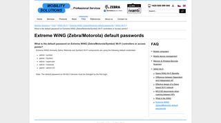Extreme WiNG (Zebra/Motorola) default passwords