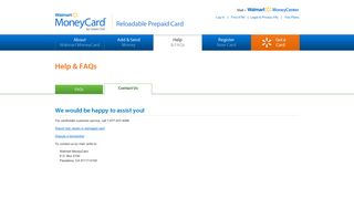 Support - Walmart MoneyCard | Contact Us
