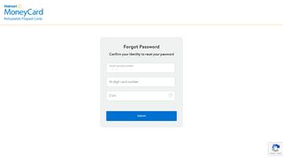 Forgot Password - Walmart MoneyCard