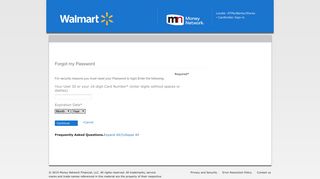 Forgot my Password - walmart pay card - Money Network