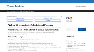 www.WalmartOne.com Login, Schedule and Online Paystubs