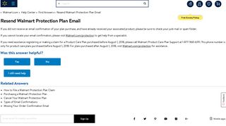 Walmart.com Help: Resend Walmart Protection Plan Email