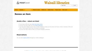 Renew an item | Libraries - Walsall Library