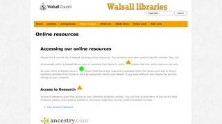 Online resources | Libraries - Walsall Library