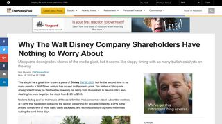 Why The Walt Disney Company Shareholders Have Nothing to Worry ...