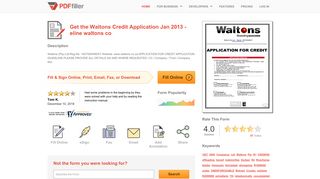 Fillable Online eline waltons co Waltons Credit Application Jan 2013 ...