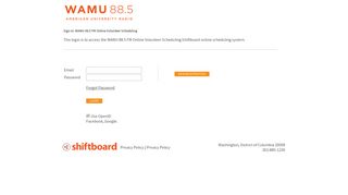 Shiftboard: WAMU 88.5 FM Online Volunteer Scheduling Sign-In
