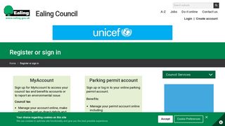 Register or sign in | Ealing Council