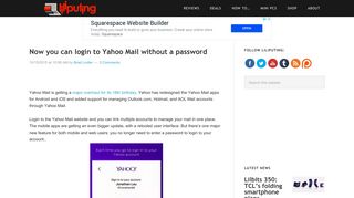 Now you can login to Yahoo Mail without a password - Liliputing