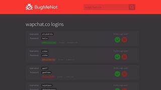 wapchat.co passwords - BugMeNot