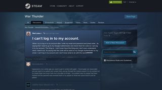 I can't log in to my account. :: War Thunder General Discussions