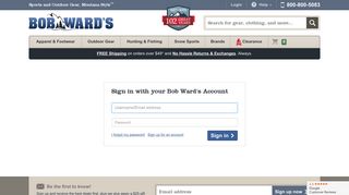 Bob Ward's - Log in to your account or continue as a guest