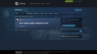 too many login request error :: Warface General Discussions