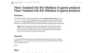 How I hacked into the Warface in-game protocol - bl.ocks.org