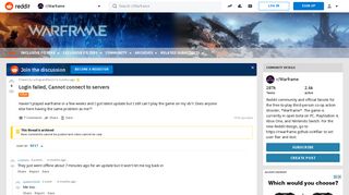 Login failed, Cannot connect to servers : Warframe - Reddit