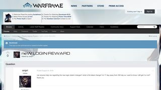 neW LOGIN REWARD - Players helping Players - Warframe Forums