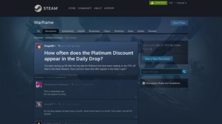 How often does the Platinum Discount appear in the Daily Drop ...