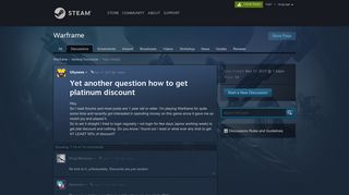 Yet another question how to get platinum discount :: Warframe ...