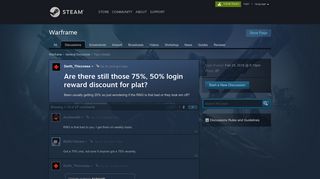 Are there still those 75%, 50% login reward discount for plat ...