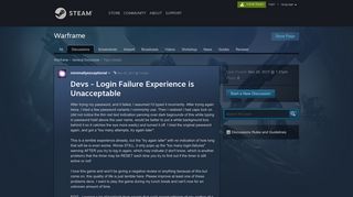 Devs - Login Failure Experience is Unacceptable :: Warframe General ...
