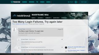 Too Many Login Failures, Try again later | WARFRAME Wiki | FANDOM ...