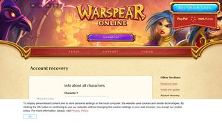 Account recovery - Warspear Online