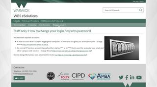 Staff only: How to change your login / my.wbs password