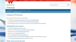 Using your ITS Account - IT Services - University of Warwick