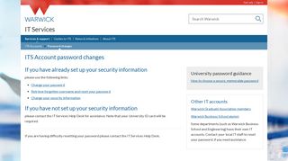 ITS Account password changes - IT Services - University of Warwick