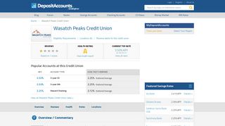 Wasatch Peaks Credit Union Reviews and Rates - Utah