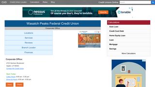 Wasatch Peaks Federal Credit Union - Ogden, UT - Credit Unions Online