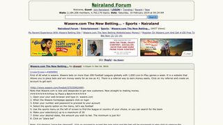 Wasere.com The New Betting... - Sports - Nigeria - Nairaland Forum