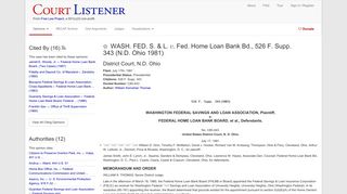WASH. FED. S. & L. v. Fed. Home Loan Bank Bd ... - CourtListener.com