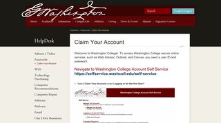 HelpDesk | Claim Your Account | Washington College