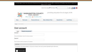 User account | Washington County Free Library
