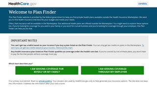 Plan Finder (HealthCare.gov)