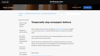 Temporarily stop newspaper delivery – The Washington Post