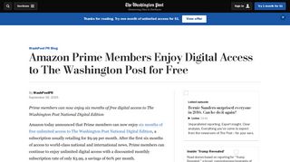 Amazon Prime Members Enjoy Digital Access to The Washington Post ...