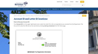 Letter ID locations - Washington State Department of Revenue