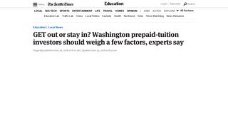 GET out or stay in? Washington prepaid-tuition investors should weigh ...