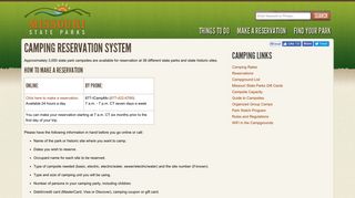 Camping Reservation System | Missouri State Parks