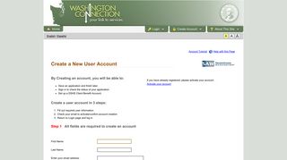 Create Account - AUTH - Washington Connection (Your Link to Services)