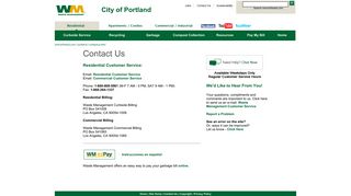 City of Portland - Contact Us - Waste Management Northwest