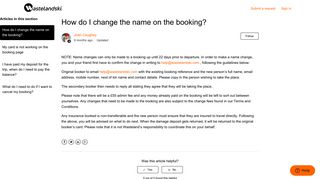 How do I change the name on the booking? – Wasteland Ski