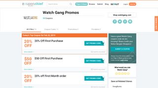 Watch Gang Promos - Save 20% w/ Jan. '19 Coupons & Coupon Codes