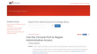 Article: Use the Console Port to Regain Administrative Access
