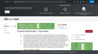 Firewall Authentication - logon failed - Server Fault